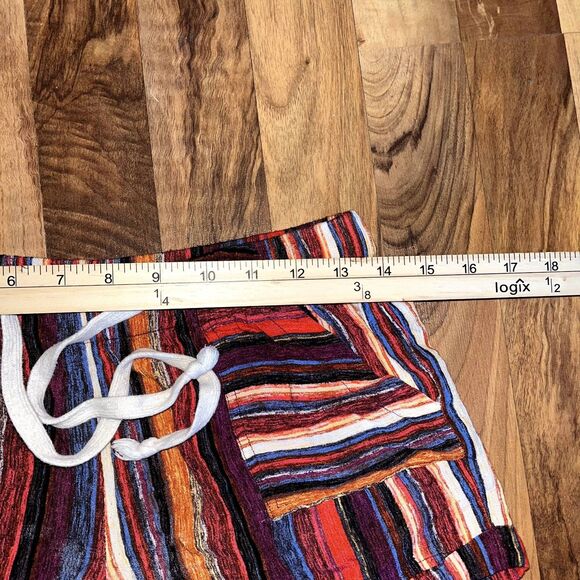 Oddy Pull On Colorful Shorts Boho Striped Rainbow Rayon Western Festival S - Picture 5 of 5
